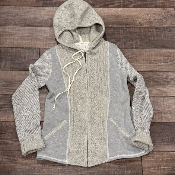 Saturday Sunday Anthropologie Wool Cardigan Full Zip Sweater Hoodie Size XS Gray - Picture 1 of 11